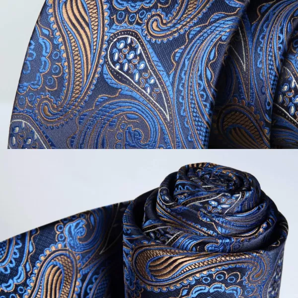 HISDERN Ties for Men Paisley Floral Tie Handkerchief Classic Woven Business Formal Necktie and Pocket Square Set Wedding