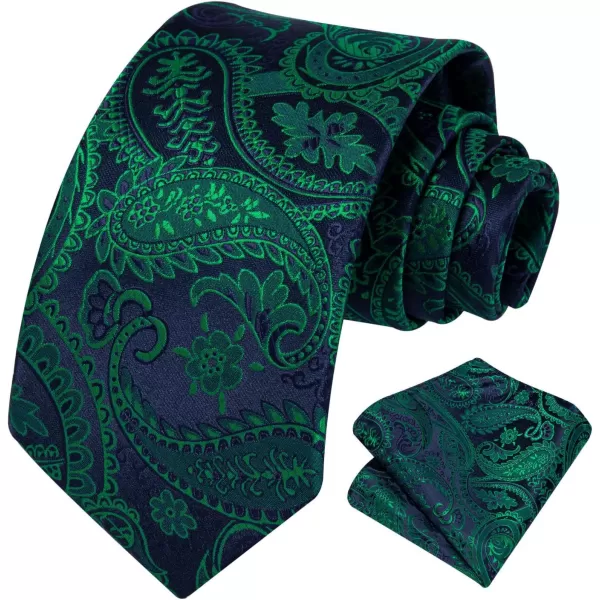 HISDERN Ties for Men Paisley Floral Tie Handkerchief Classic Woven Business Formal Necktie and Pocket Square Set Wedding