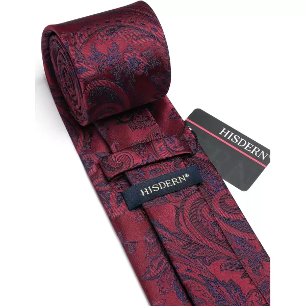 HISDERN Ties for Men Paisley Floral Tie Handkerchief Classic Woven Business Formal Necktie and Pocket Square Set Wedding