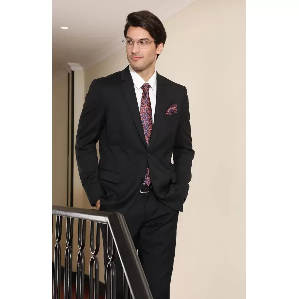 HISDERN Ties for Men Paisley Floral Tie Handkerchief Classic Woven Business Formal Necktie and Pocket Square Set Wedding