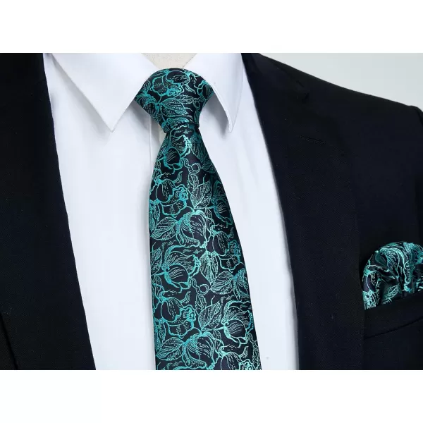 HISDERN Ties for Men Paisley Floral Tie Handkerchief Classic Woven Business Formal Necktie and Pocket Square Set Wedding