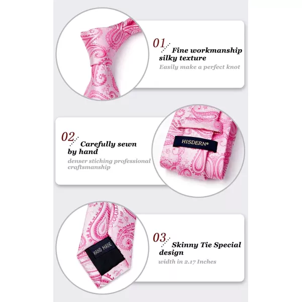 HISDERN Ties for Men Paisley Floral Tie Handkerchief Classic Woven Business Formal Necktie and Pocket Square Set Wedding