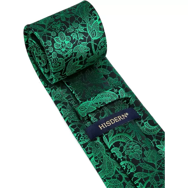HISDERN Ties for Men Paisley Floral Tie Handkerchief Classic Woven Business Formal Necktie and Pocket Square Set Wedding