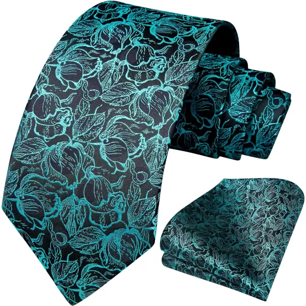 HISDERN Ties for Men Paisley Floral Tie Handkerchief Classic Woven Business Formal Necktie and Pocket Square Set Wedding