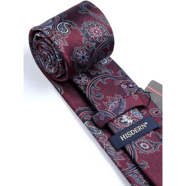 HISDERN Ties for Men Paisley Floral Tie Handkerchief Classic Woven Business Formal Necktie and Pocket Square Set Wedding