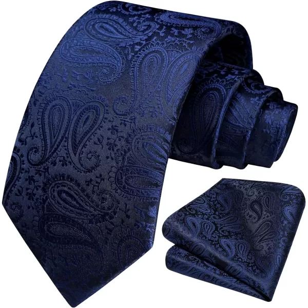 HISDERN Ties for Men Paisley Floral Tie Handkerchief Classic Woven Business Formal Necktie and Pocket Square Set Wedding