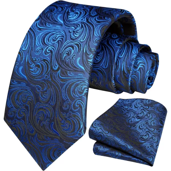 HISDERN Ties for Men Paisley Floral Tie Handkerchief Classic Woven Business Formal Necktie and Pocket Square Set Wedding