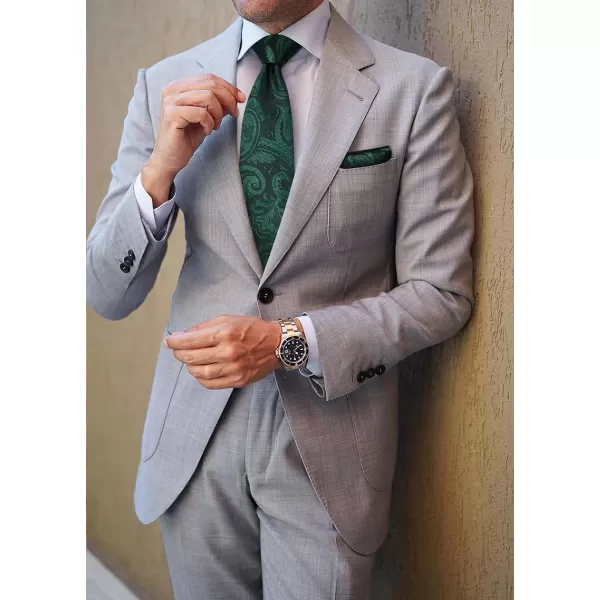 HISDERN Ties for Men Paisley Floral Tie Handkerchief Classic Woven Business Formal Necktie and Pocket Square Set Wedding