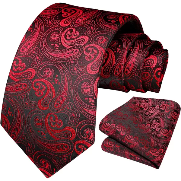 HISDERN Ties for Men Paisley Floral Tie Handkerchief Classic Woven Business Formal Necktie and Pocket Square Set Wedding