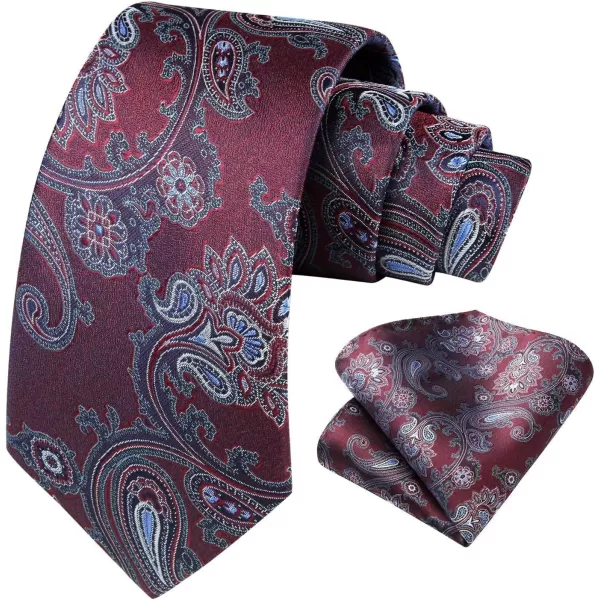 HISDERN Ties for Men Paisley Floral Tie Handkerchief Classic Woven Business Formal Necktie and Pocket Square Set Wedding