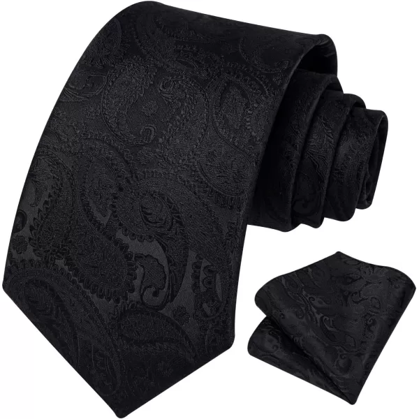 HISDERN Ties for Men Paisley Floral Tie Handkerchief Classic Woven Business Formal Necktie and Pocket Square Set Wedding