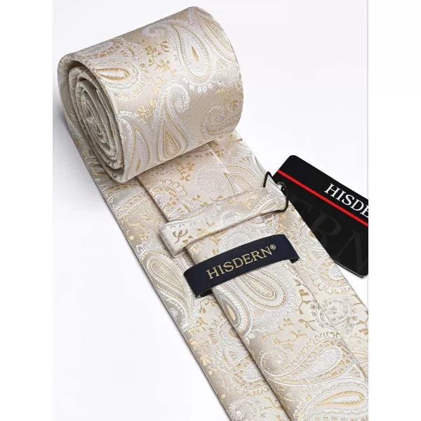 HISDERN Ties for Men Paisley Floral Tie Handkerchief Classic Woven Business Formal Necktie and Pocket Square Set Wedding