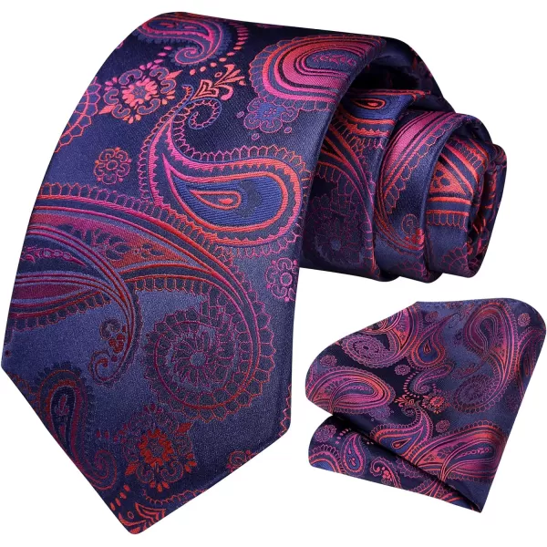 HISDERN Ties for Men Paisley Floral Tie Handkerchief Classic Woven Business Formal Necktie and Pocket Square Set Wedding