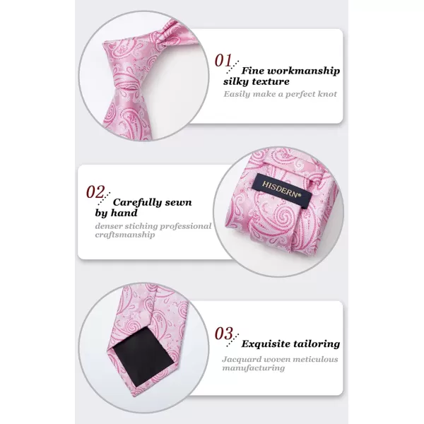 HISDERN Ties for Men Paisley Floral Tie Handkerchief Classic Woven Business Formal Necktie and Pocket Square Set Wedding