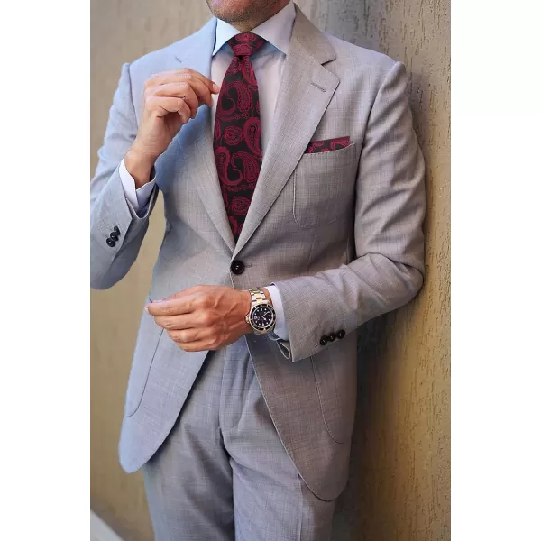HISDERN Ties for Men Paisley Tie and Pocket Square Woven Classic Floral Mens Ties Handkerchief Set Wedding Party Necktie