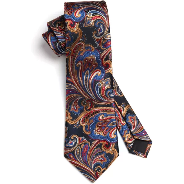 HISDERN Ties for Men Paisley Tie and Pocket Square Woven Classic Floral Mens Ties Handkerchief Set Wedding Party Necktie