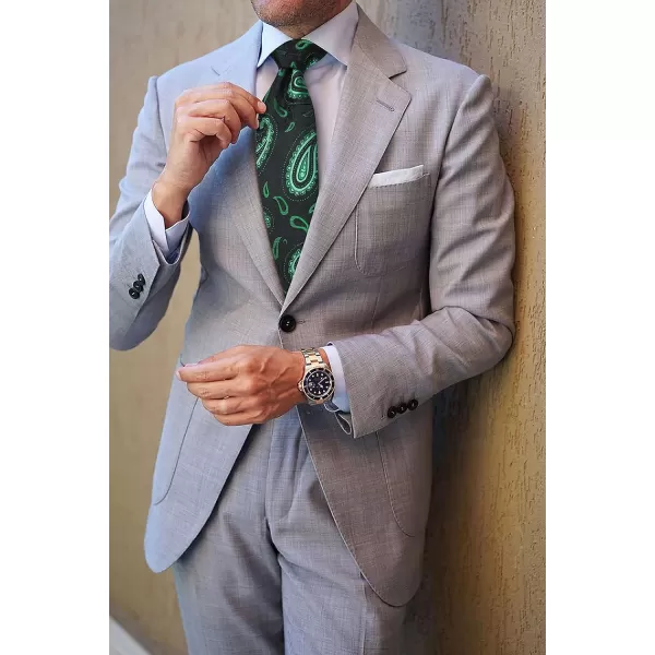 HISDERN Ties for Men Paisley Tie and Pocket Square Woven Classic Floral Mens Ties Handkerchief Set Wedding Party Necktie