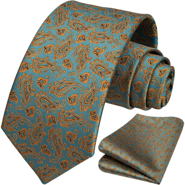 HISDERN Ties for Men Paisley Tie and Pocket Square Woven Classic Floral Mens Ties Handkerchief Set Wedding Party Necktie