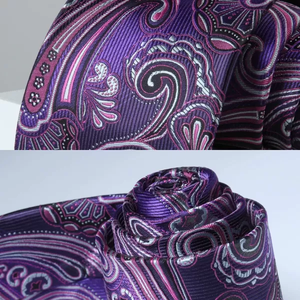 HISDERN Ties for Men Paisley Tie and Pocket Square Woven Classic Floral Mens Ties Handkerchief Set Wedding Party Necktie