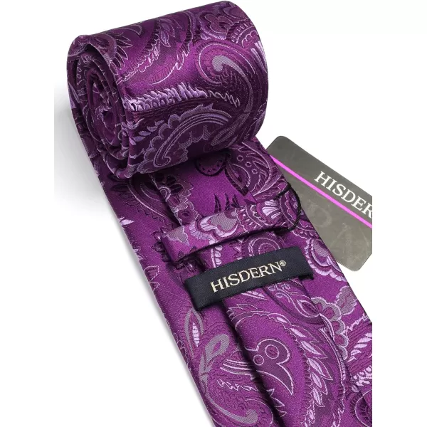 HISDERN Ties for Men Paisley Tie and Pocket Square Woven Classic Floral Mens Ties Handkerchief Set Wedding Party Necktie