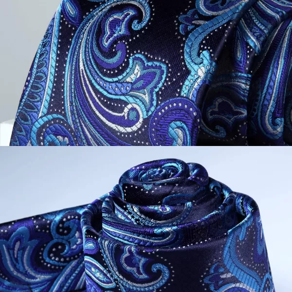 HISDERN Ties for Men Paisley Tie and Pocket Square Woven Classic Floral Mens Ties Handkerchief Set Wedding Party Necktie
