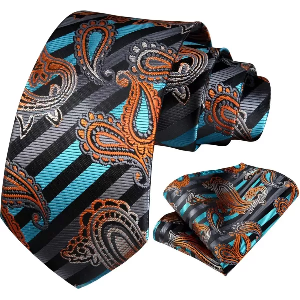 HISDERN Ties for Men Paisley Tie and Pocket Square Woven Classic Floral Mens Ties Handkerchief Set Wedding Party Necktie