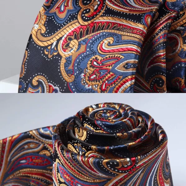 HISDERN Ties for Men Paisley Tie and Pocket Square Woven Classic Floral Mens Ties Handkerchief Set Wedding Party Necktie