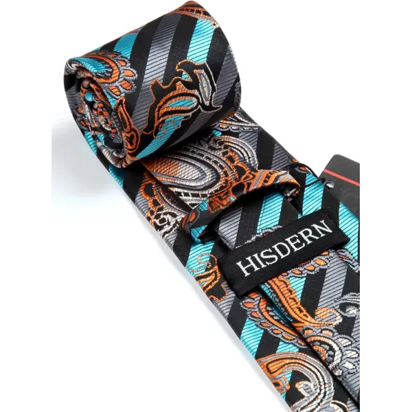 HISDERN Ties for Men Paisley Tie and Pocket Square Woven Classic Floral Mens Ties Handkerchief Set Wedding Party Necktie
