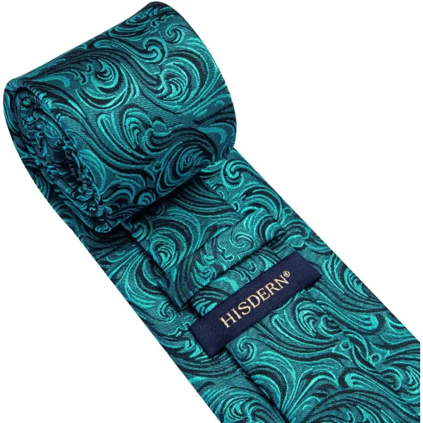 HISDERN Ties for Men Paisley Tie and Pocket Square Woven Classic Floral Mens Ties Handkerchief Set Wedding Party Necktie