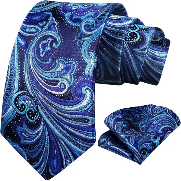HISDERN Ties for Men Paisley Tie and Pocket Square Woven Classic Floral Mens Ties Handkerchief Set Wedding Party Necktie