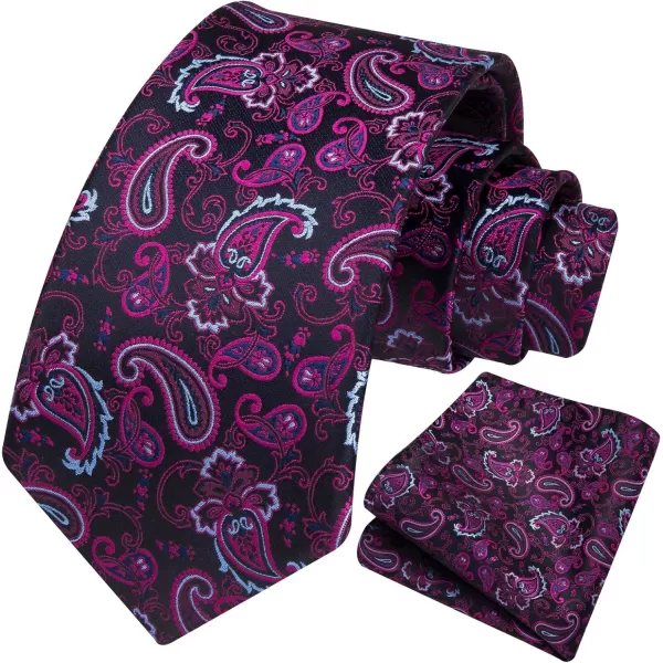 HISDERN Ties for Men Paisley Tie and Pocket Square Woven Classic Floral Mens Ties Handkerchief Set Wedding Party Necktie