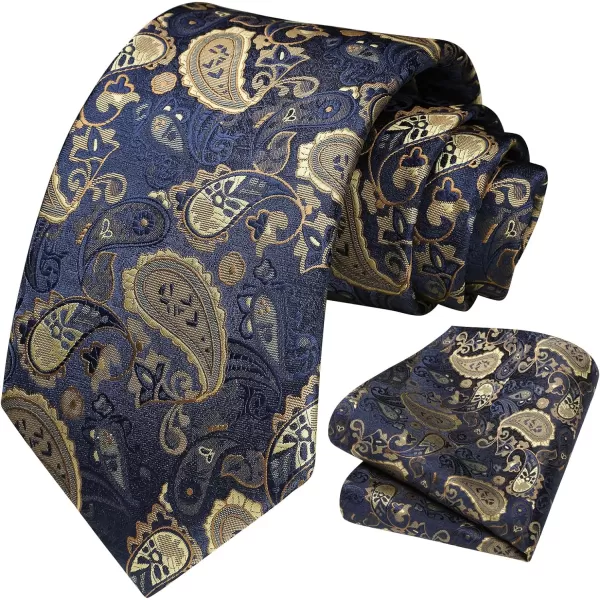 HISDERN Ties for Men Paisley Tie and Pocket Square Woven Classic Floral Mens Ties Handkerchief Set Wedding Party Necktie