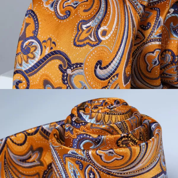 HISDERN Ties for Men Paisley Tie and Pocket Square Woven Classic Floral Mens Ties Handkerchief Set Wedding Party Necktie