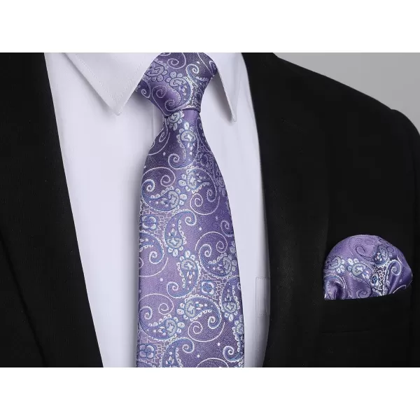 HISDERN Ties for Men Paisley Tie and Pocket Square Woven Classic Floral Mens Ties Handkerchief Set Wedding Party Necktie