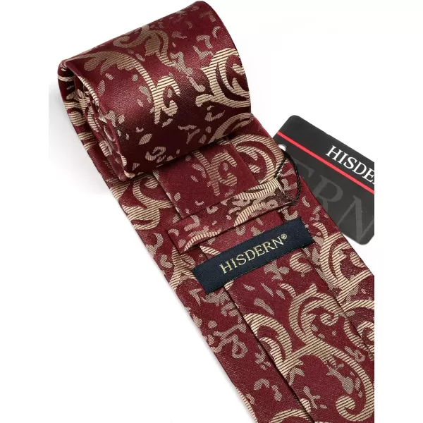HISDERN Ties for Men Paisley Tie and Pocket Square Woven Classic Floral Mens Ties Handkerchief Set Wedding Party Necktie
