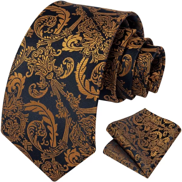 HISDERN Ties for Men Paisley Tie and Pocket Square Woven Classic Floral Mens Ties Handkerchief Set Wedding Party Necktie