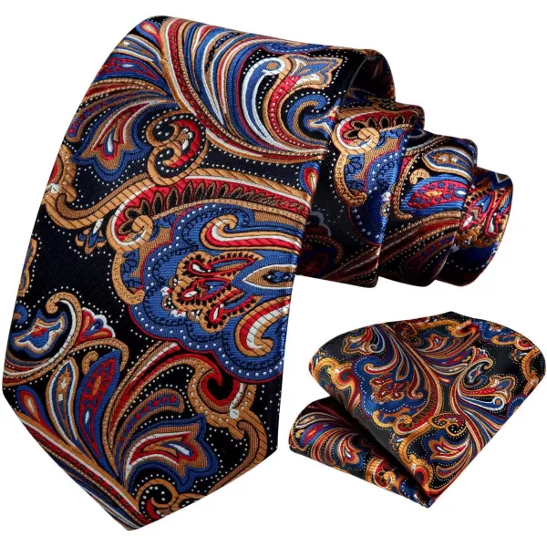 HISDERN Ties for Men Paisley Tie and Pocket Square Woven Classic Floral Mens Ties Handkerchief Set Wedding Party Necktie