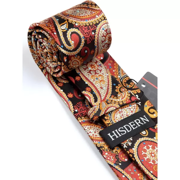 HISDERN Ties for Men Paisley Tie and Pocket Square Woven Classic Floral Mens Ties Handkerchief Set Wedding Party Necktie