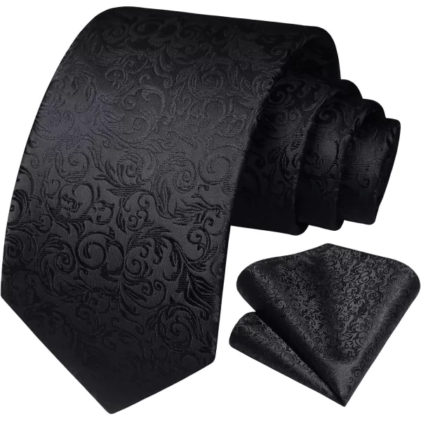 HISDERN Ties for Men Paisley Tie and Pocket Square Woven Classic Floral Mens Ties Handkerchief Set Wedding Party Necktie
