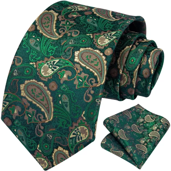 HISDERN Ties for Men Paisley Tie and Pocket Square Woven Classic Floral Mens Ties Handkerchief Set Wedding Party Necktie