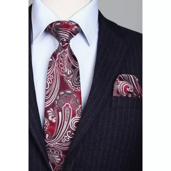 HISDERN Ties for Men Paisley Tie and Pocket Square Woven Classic Floral Mens Ties Handkerchief Set Wedding Party Necktie