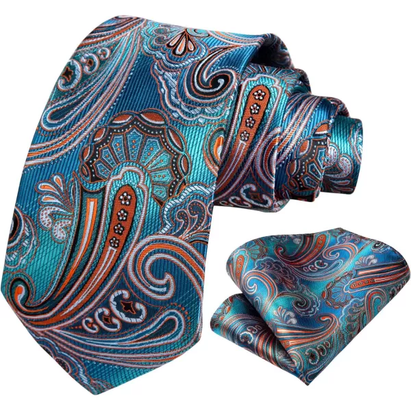 HISDERN Ties for Men Paisley Tie and Pocket Square Woven Classic Floral Mens Ties Handkerchief Set Wedding Party Necktie