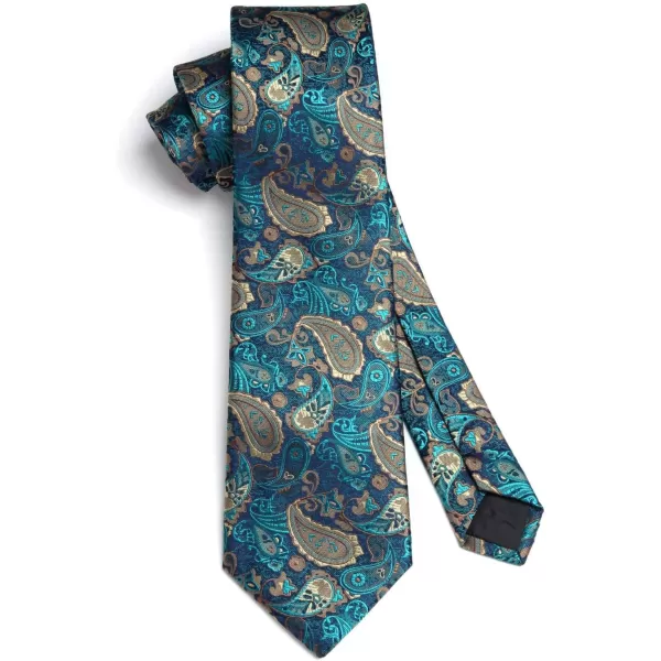 HISDERN Ties for Men Paisley Tie and Pocket Square Woven Classic Floral Mens Ties Handkerchief Set Wedding Party Necktie