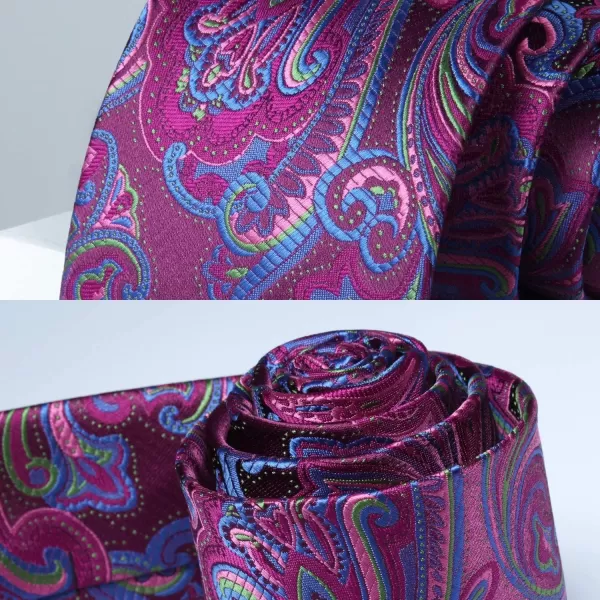 HISDERN Ties for Men Paisley Tie and Pocket Square Woven Classic Floral Mens Ties Handkerchief Set Wedding Party Necktie