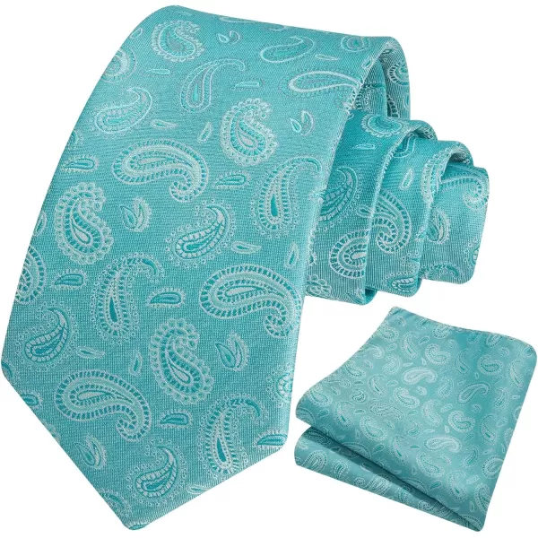 HISDERN Ties for Men Paisley Tie and Pocket Square Woven Classic Floral Mens Ties Handkerchief Set Wedding Party Necktie