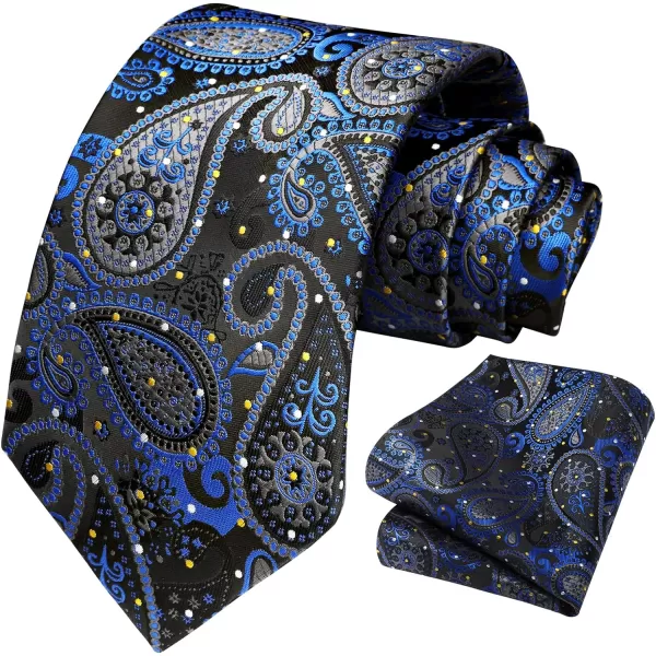 HISDERN Ties for Men Paisley Tie and Pocket Square Woven Classic Floral Mens Ties Handkerchief Set Wedding Party Necktie