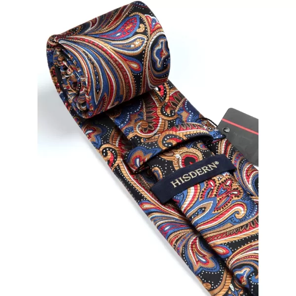HISDERN Ties for Men Paisley Tie and Pocket Square Woven Classic Floral Mens Ties Handkerchief Set Wedding Party Necktie