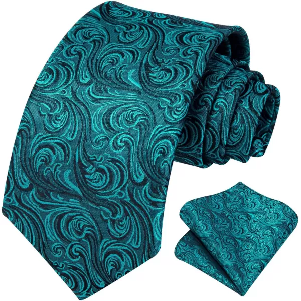 HISDERN Ties for Men Paisley Tie and Pocket Square Woven Classic Floral Mens Ties Handkerchief Set Wedding Party Necktie