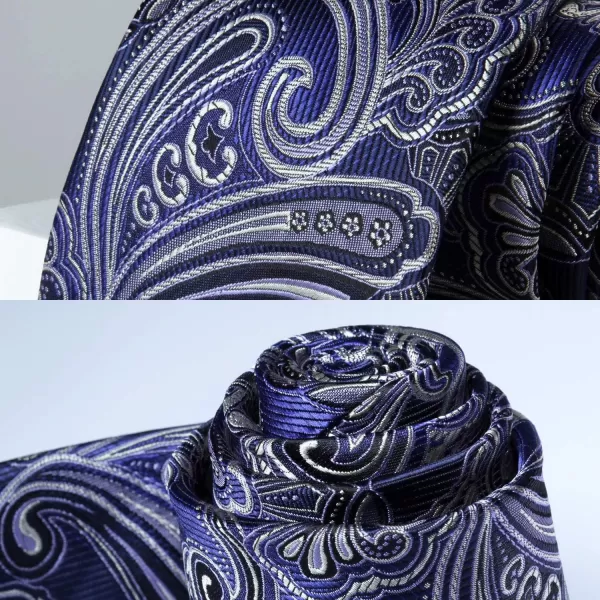 HISDERN Ties for Men Paisley Tie and Pocket Square Woven Classic Floral Mens Ties Handkerchief Set Wedding Party Necktie