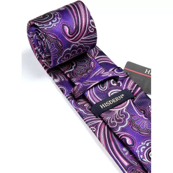 HISDERN Ties for Men Paisley Tie and Pocket Square Woven Classic Floral Mens Ties Handkerchief Set Wedding Party Necktie